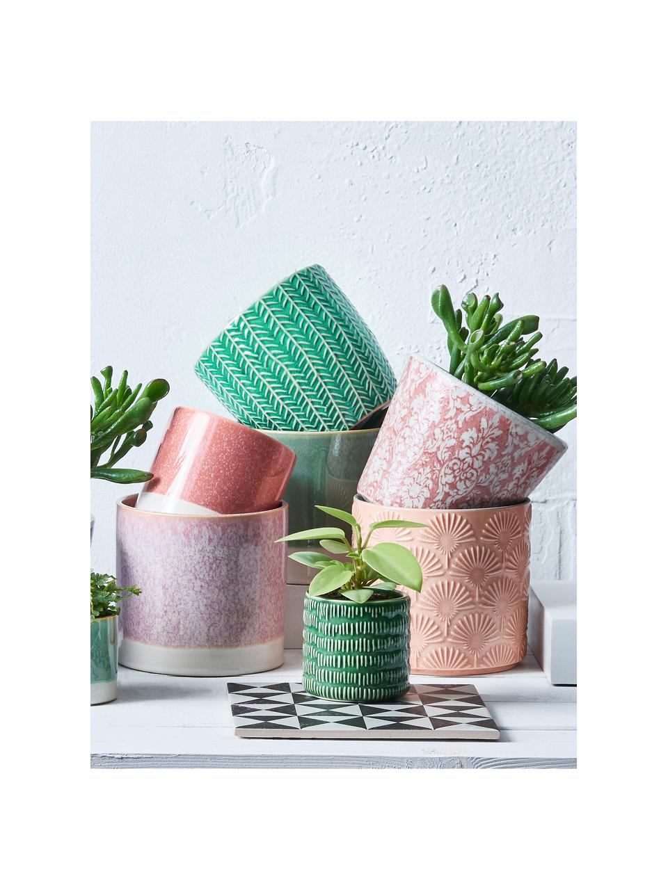 Macetero Early Spring, Gres, Tonos verdes, blanco, Ø 14 x Al 13 cm