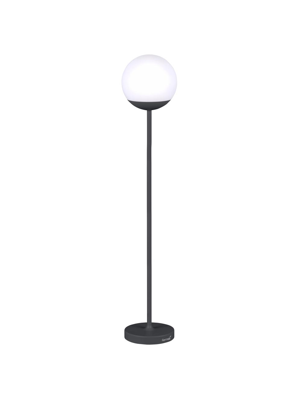 Lámpara de pie regulable para exterior Mooon, portátil, Pantalla: polietileno, Blanco, gris antracita, Ø 25 x Al 134 cm