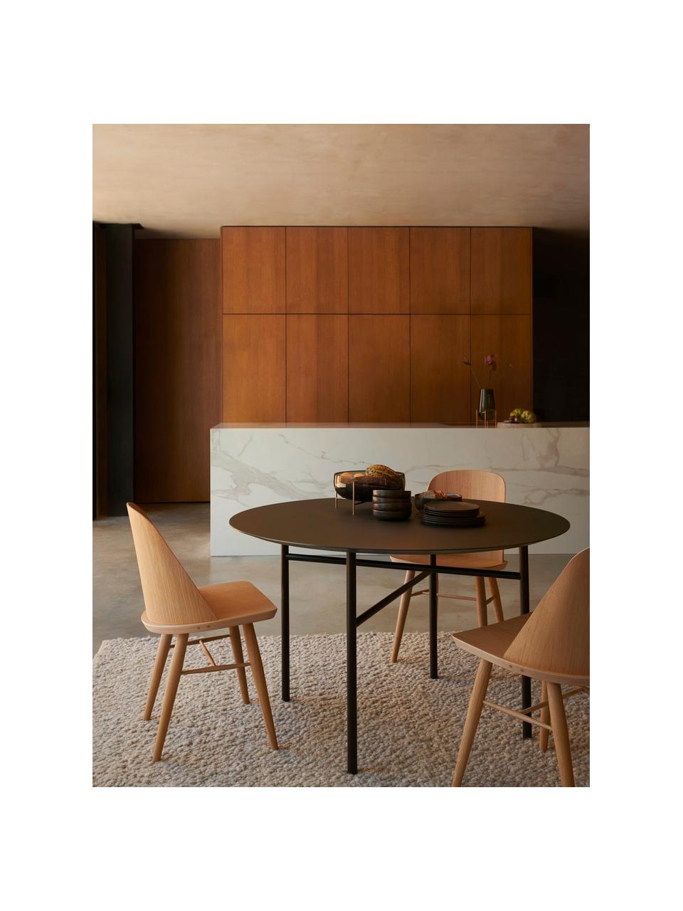 Tavolo da pranzo rotondo Snaregade, Ø 120 cm, Struttura: metallo verniciato a polv, Nero, Ø 120 x Alt. 73 cm