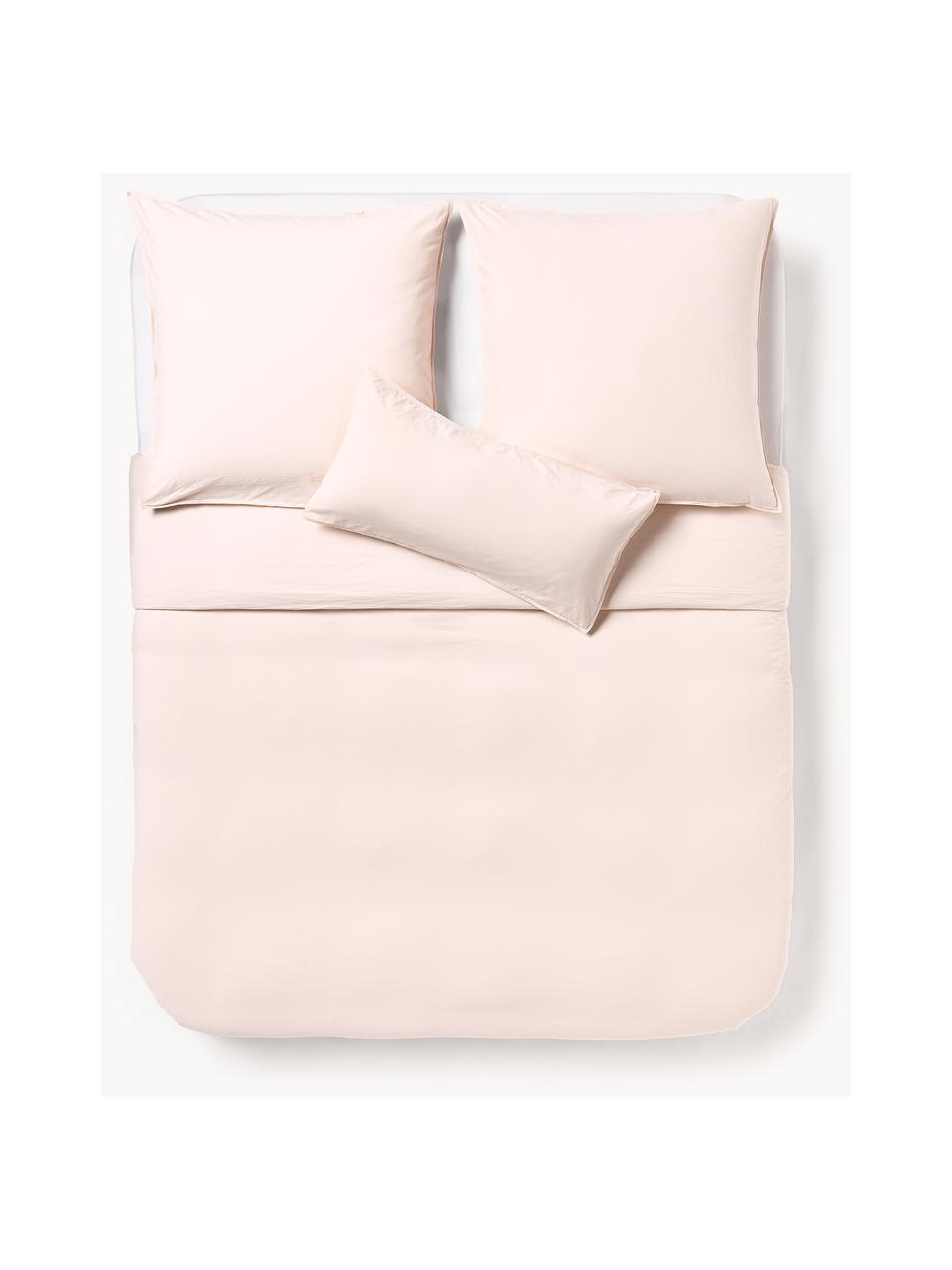 Funda nórdica de percal lavado Debbie, Rosa claro, Cama 90 cm (155 x 220 cm)