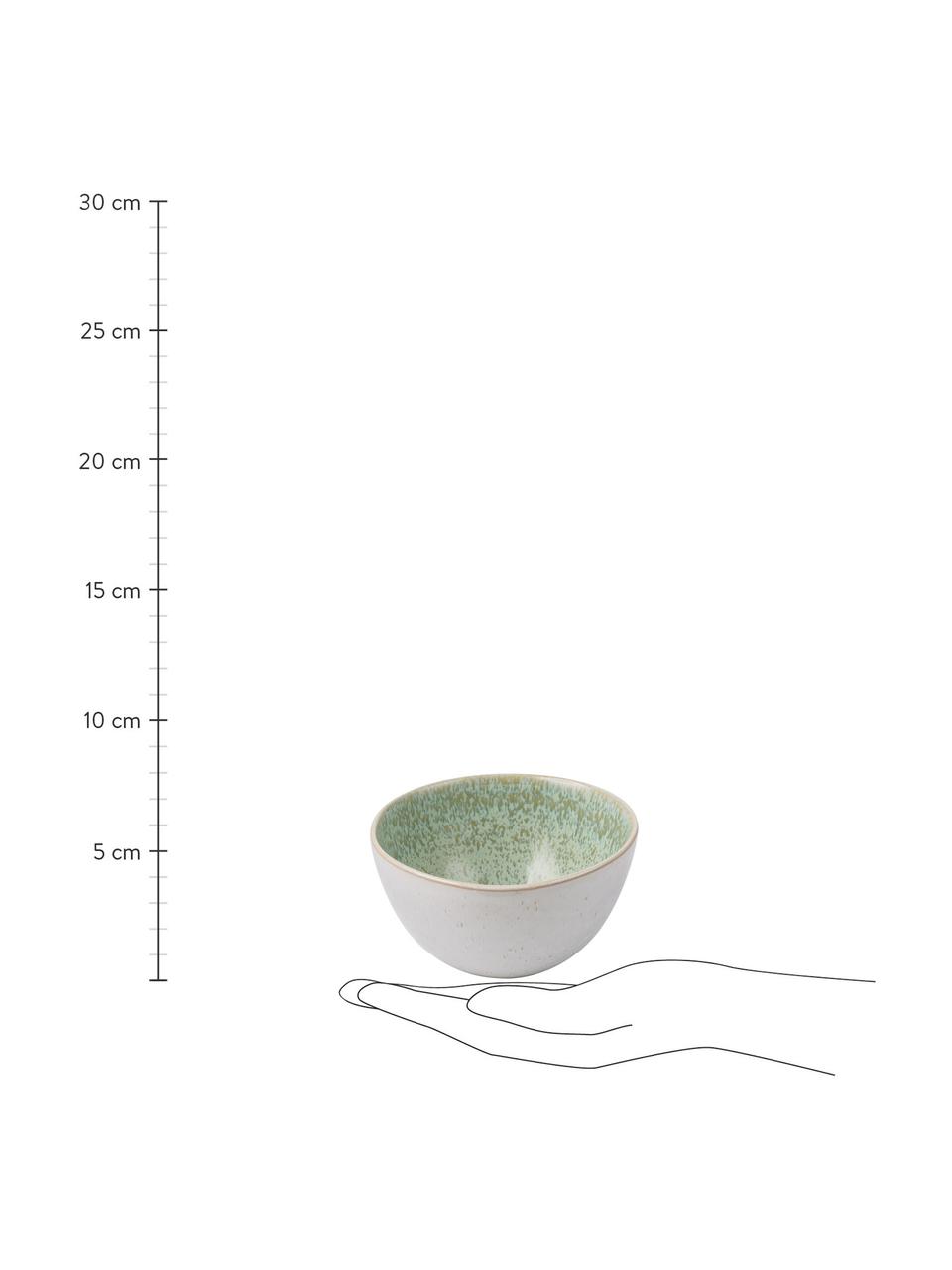 Handbemalte Schälchen Areia mit reaktiver Glasur, 2 Stück, Steingut, Mint, Gebrochenes Weiß, Beige, Ø 15 x H 8 cm