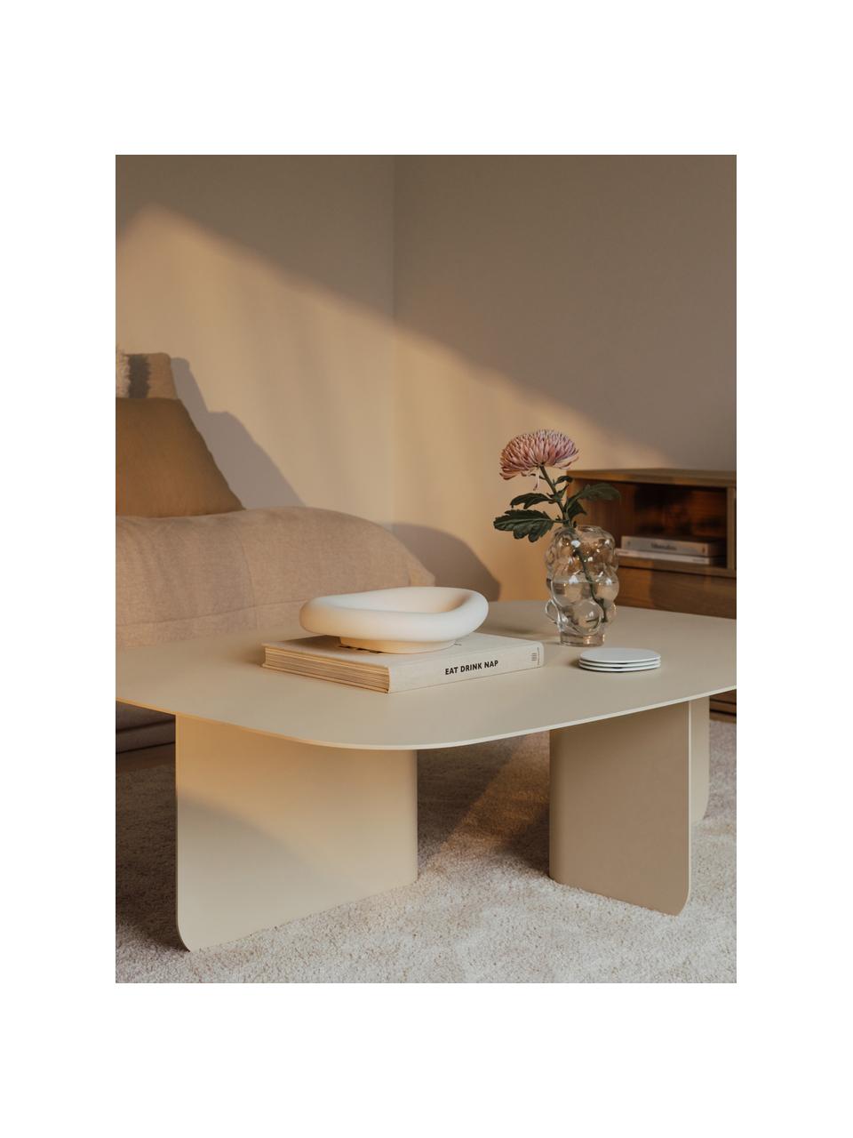 Ręcznie wykonany stolik kawowy Livia, Blacha stalowa malowana proszkowo, Jasny beżowy, S 115 x G 77 cm