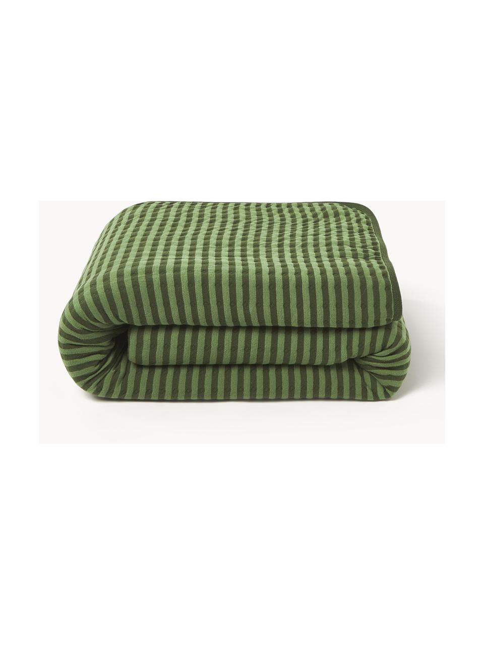 Colcha de algodón acolchada Nivia, Funda: 100% algodón, Verde oscuro, verde, An 180 x L 250 cm (para camas de 140 x 200 cm)