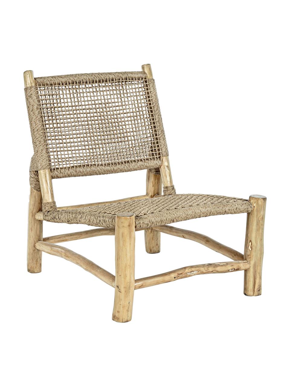 Teakhouten loungefauteuil Lampok, Frame: teakhout, Beige, teakhout, B 62 cm x H 79 cm