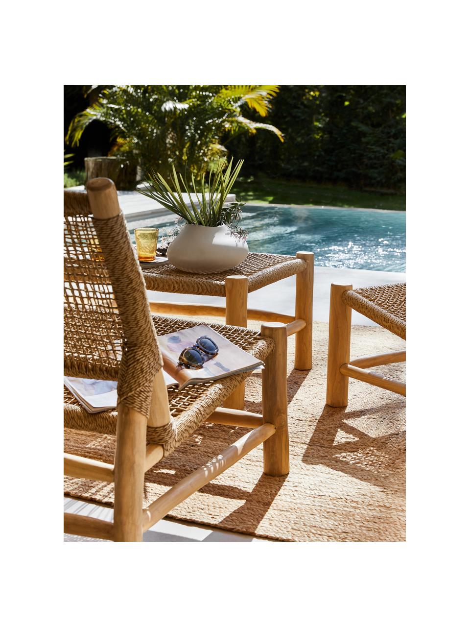 Poltroncina in legno di teak Lampok, Struttura: legno di teak, Beige, Larg. 62 x Alt. 79 cm