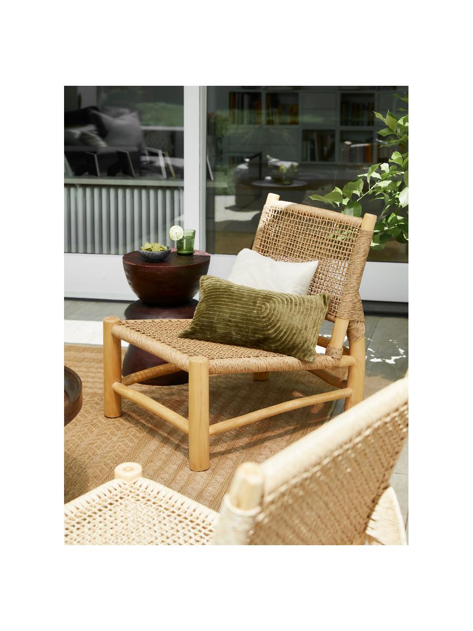 Teakholz-Loungesessel Lampok, Gestell: Teakholz, Beige, Teakholz, B 62 x H 79 cm