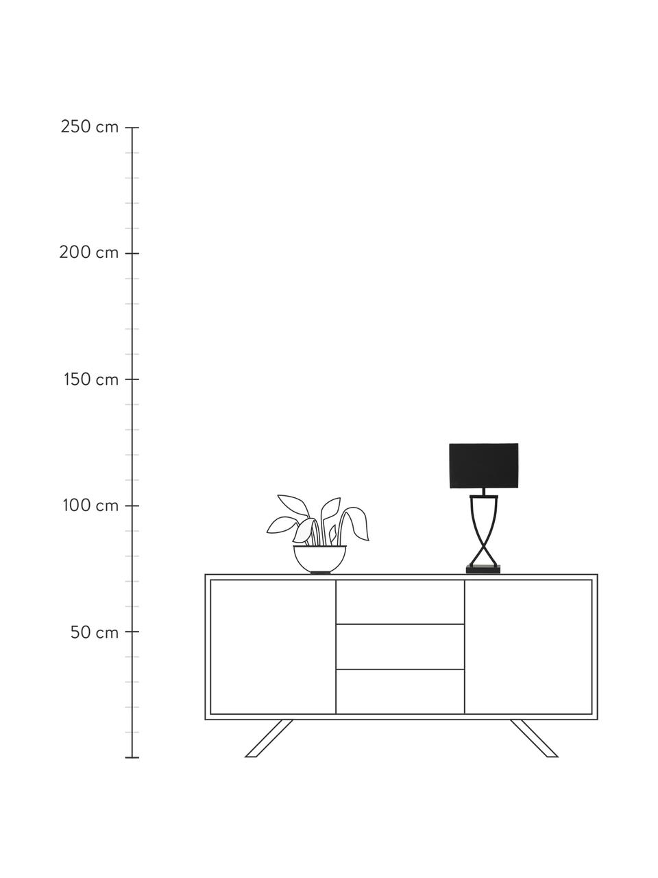 Lámpara de mesa grande Vanessa, Pantalla: mezcla de algodón, Cable: cubierto en tela, Negro, An 27 x Al 52 cm