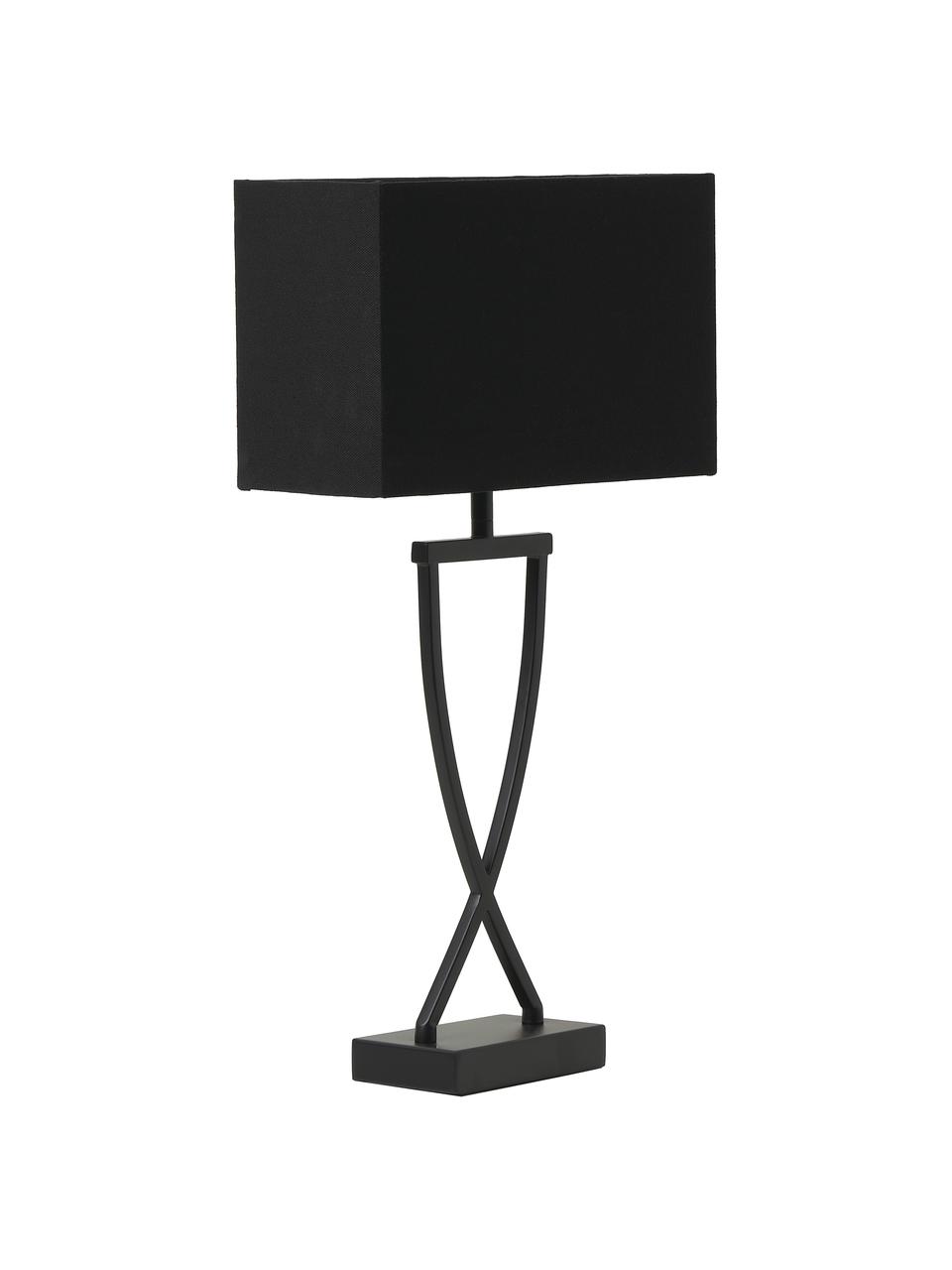Lampada grande da tavolo Vanessa, Base della lampada: metallo verniciato a polv, Paralume: tessuto, Nero, Larg. 27 x Alt. 52 cm