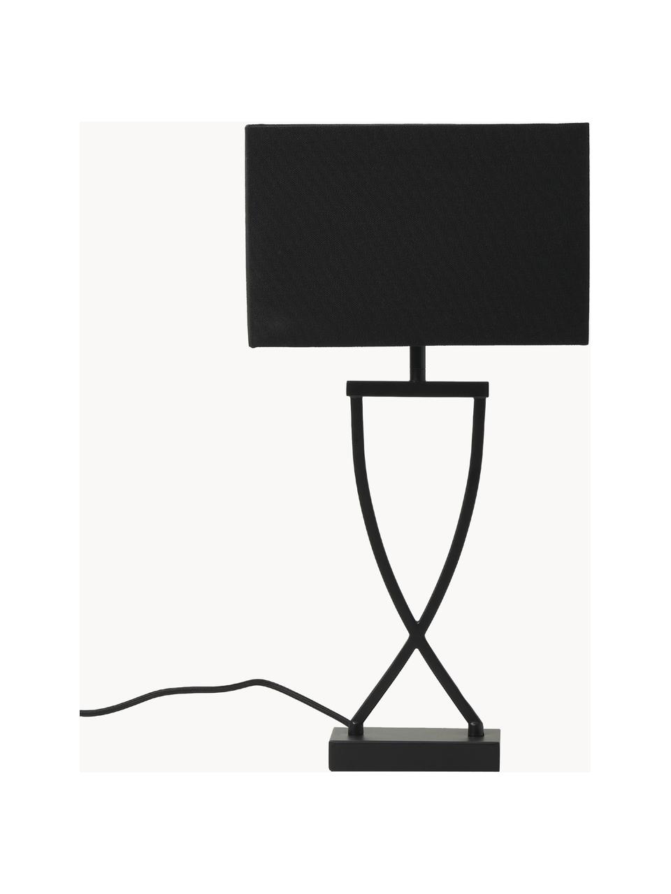Lámpara de mesa grande Vanessa, Pantalla: mezcla de algodón, Cable: cubierto en tela, Negro, An 27 x Al 52 cm