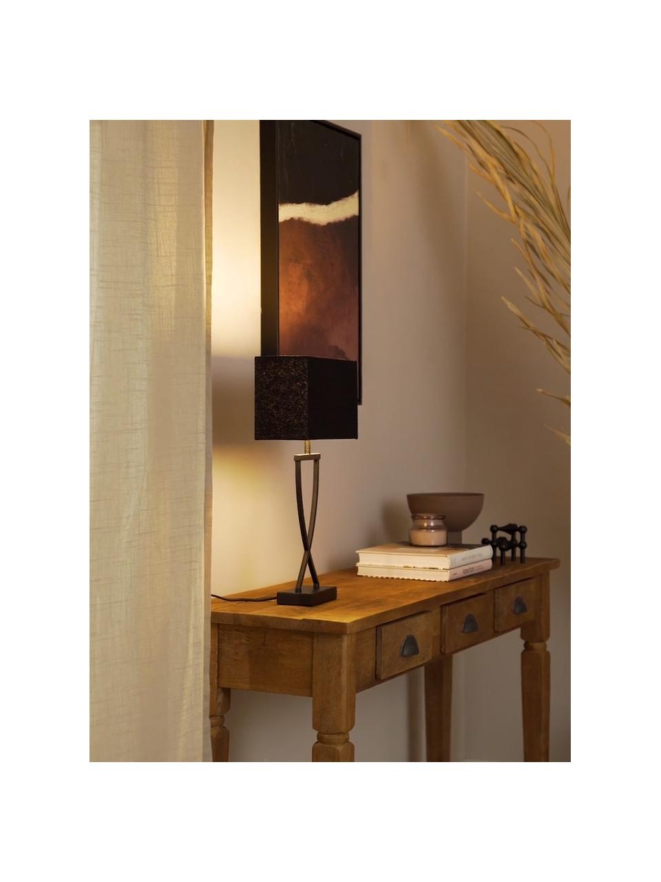 Grote tafellamp Vanessa, Lampvoet: gepoedercoat metaal, Lampenkap: textiel, Zwart, B 27 x H 52 cm