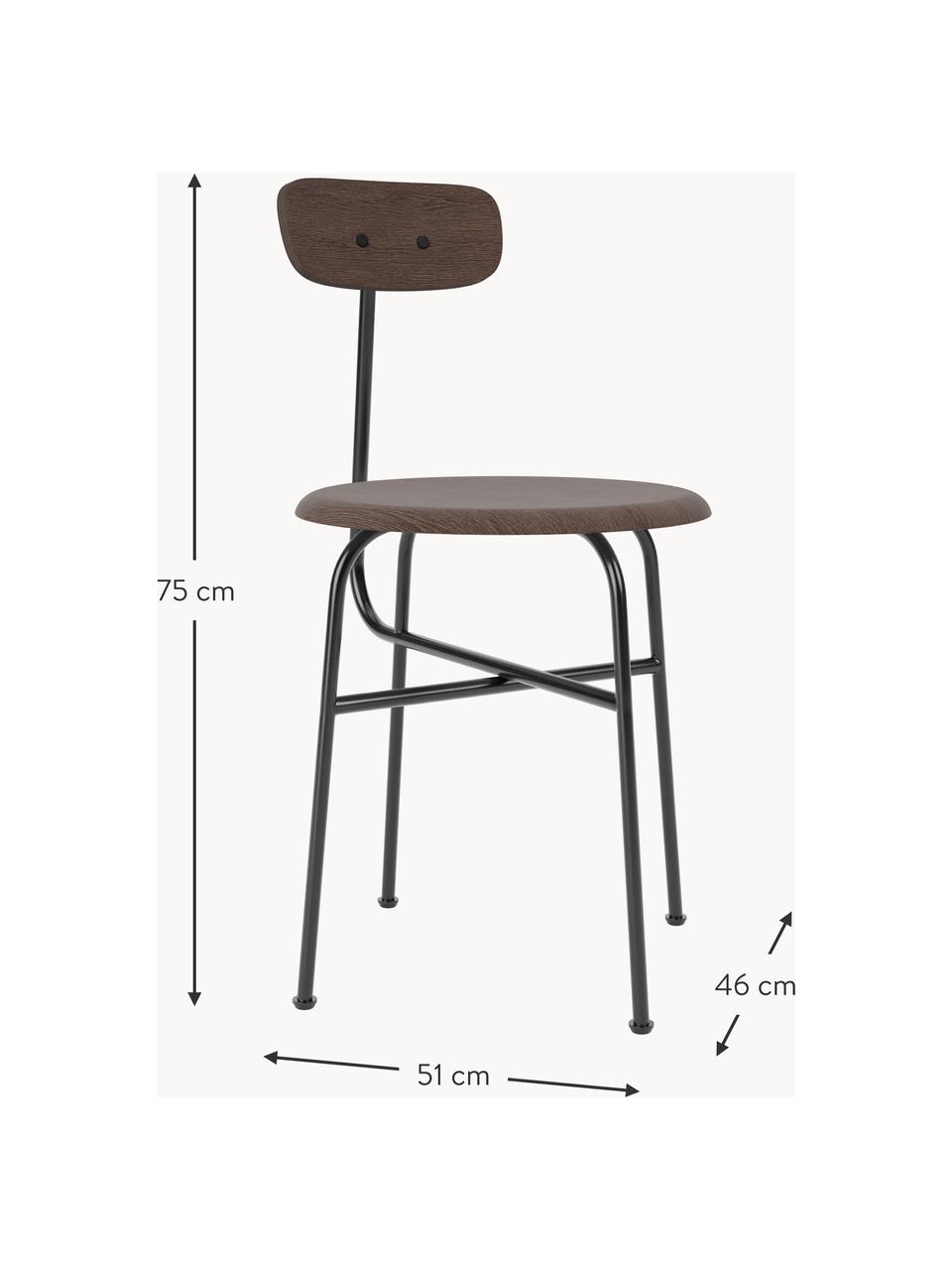 Drevená stolička s kovovou konštrukciou Afteroom, Tmavé dubové drevo, čierna, Š 46 x V 51 cm