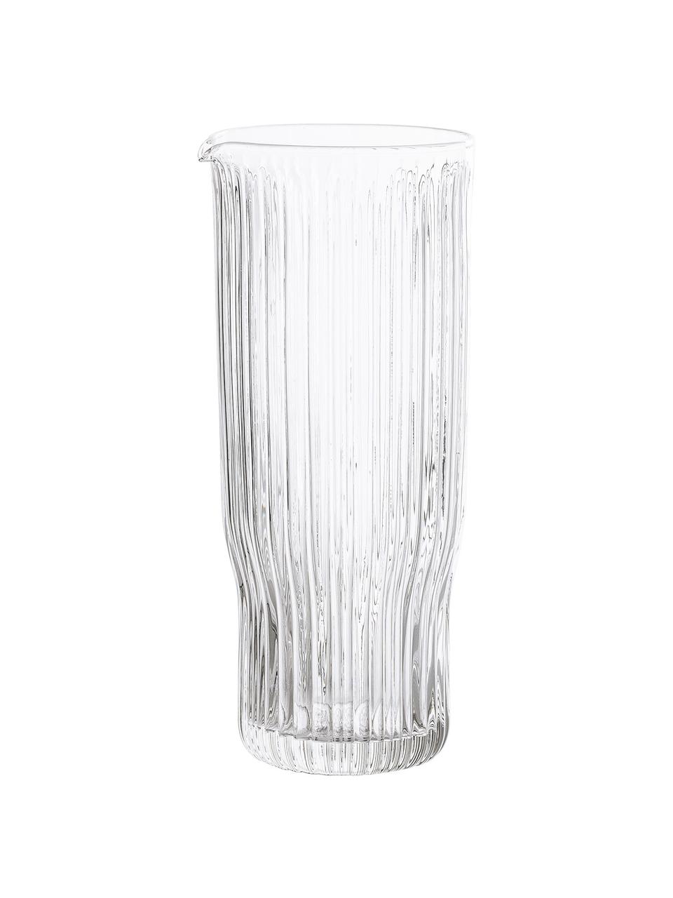 Carafe à eau avec relief rainuré Ronja, 1 L, Verre, Transparent, haut. 23 cm, 1 l