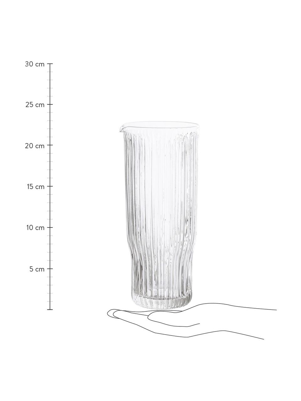 Carafe à eau avec relief rainuré Ronja, 1 L, Verre, Transparent, haut. 23 cm, 1 l