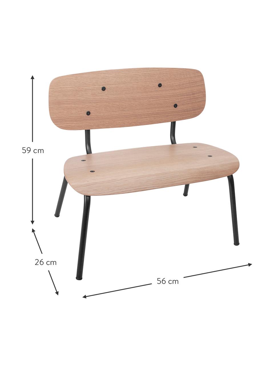 Kinder-Bank Oakee, Gestell: Metall, lackiert, Platte: Buchenholz mit Eichenholz, Eichenholz, B 56 x H 59 cm