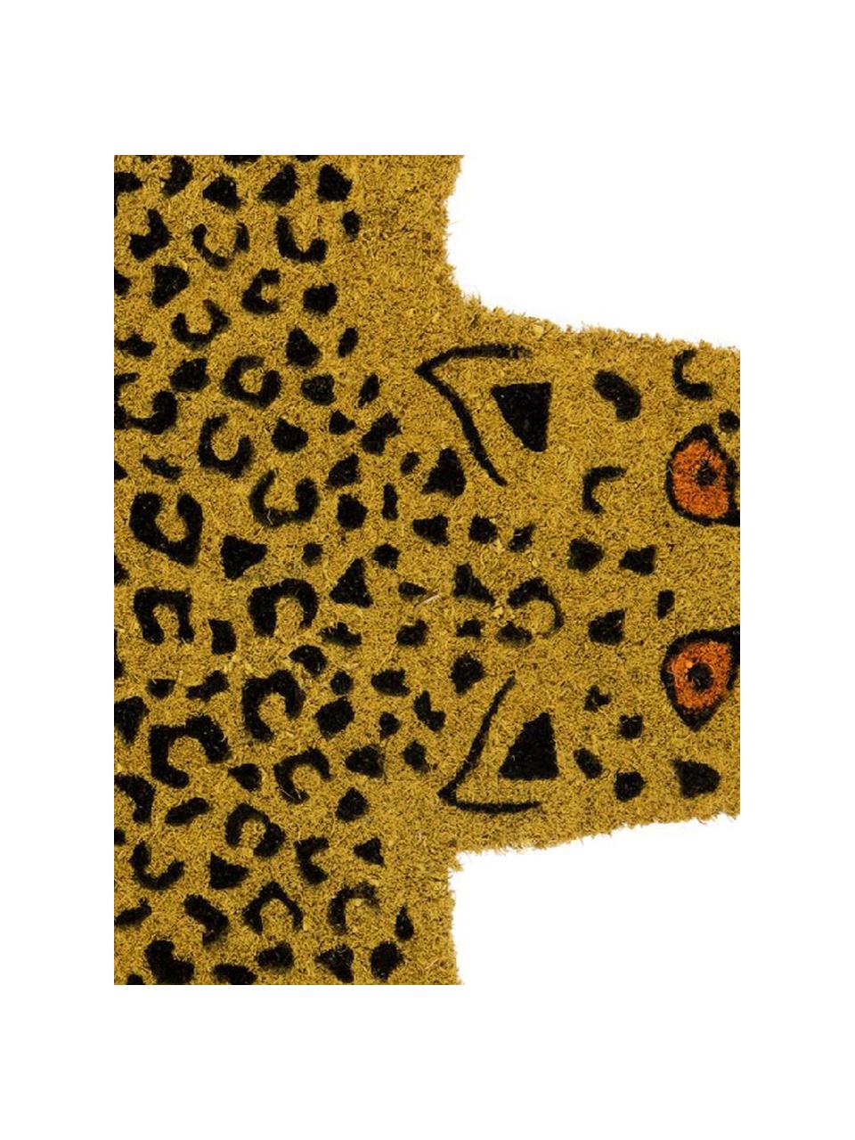 Deurmat Cheetah, Bovenzijde: kokosvezels, Onderzijde: PVC, Bruin, zwart, B 45 x L 70 cm