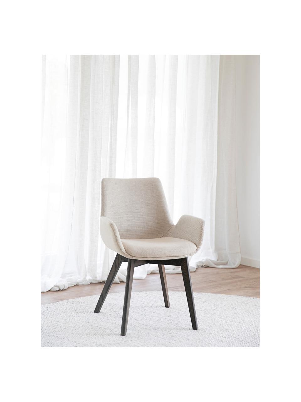 Židle s područkami Drimsdale, 2 ks, Světle béžová, dubové dřevo tmavě hnědá lakované, Š 59 cm, H 59 cm