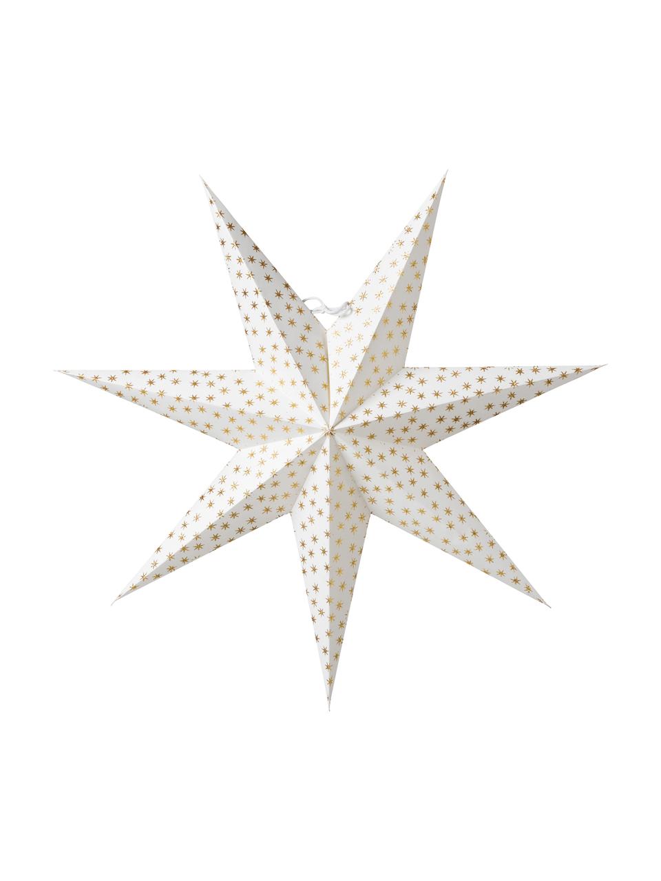 Ručně vyrobená vánoční hvězda Asta, Ø 60 cm, Papír, Bílá, zlatá, Ø 60 cm
