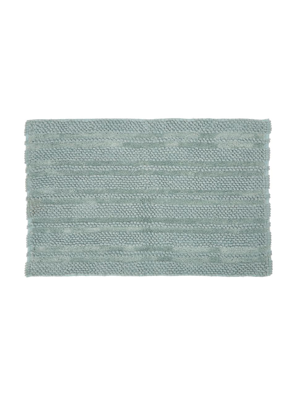 Alfombrilla de baño grande texturizada Nea, 65% chenilla, 35% algodón, Verde menta, An 80 x L 120 cm