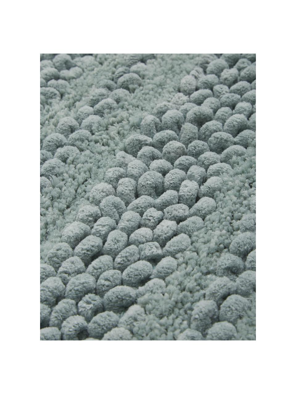 Tappeto bagno con struttura a rilievo Nea, 65% ciniglia, 35% cotone, Verde menta, Larg. 80 x Lung. 120 cm