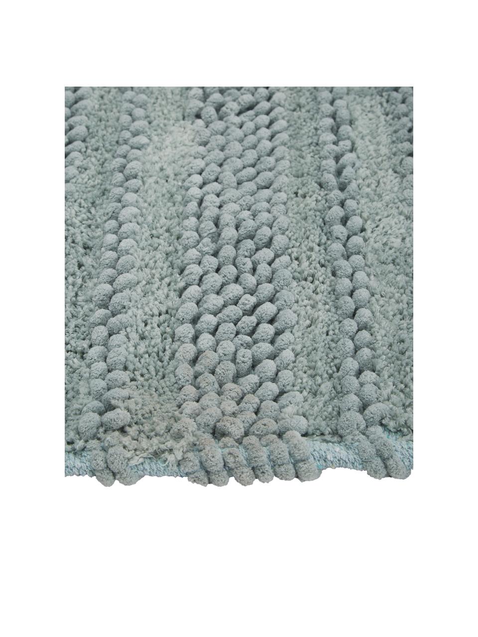 Badmat Nea in mintgroen met hoog-laag-structuur, 65% chenille, 35% katoen, Mintgroen, 80 x 120 cm