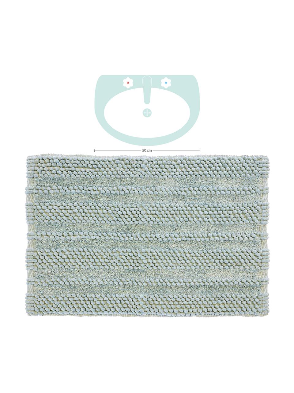 Tappeto bagno con struttura a rilievo Nea, 65% ciniglia, 35% cotone, Verde menta, Larg. 80 x Lung. 120 cm