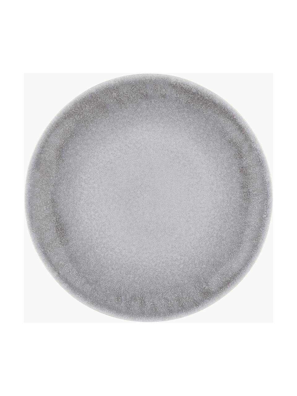 Assiettes plates artisanales avec dégradé Atlantis, 4 pièces, Grès cérame, Gris, blanc, Ø 28 x haut. 3 cm