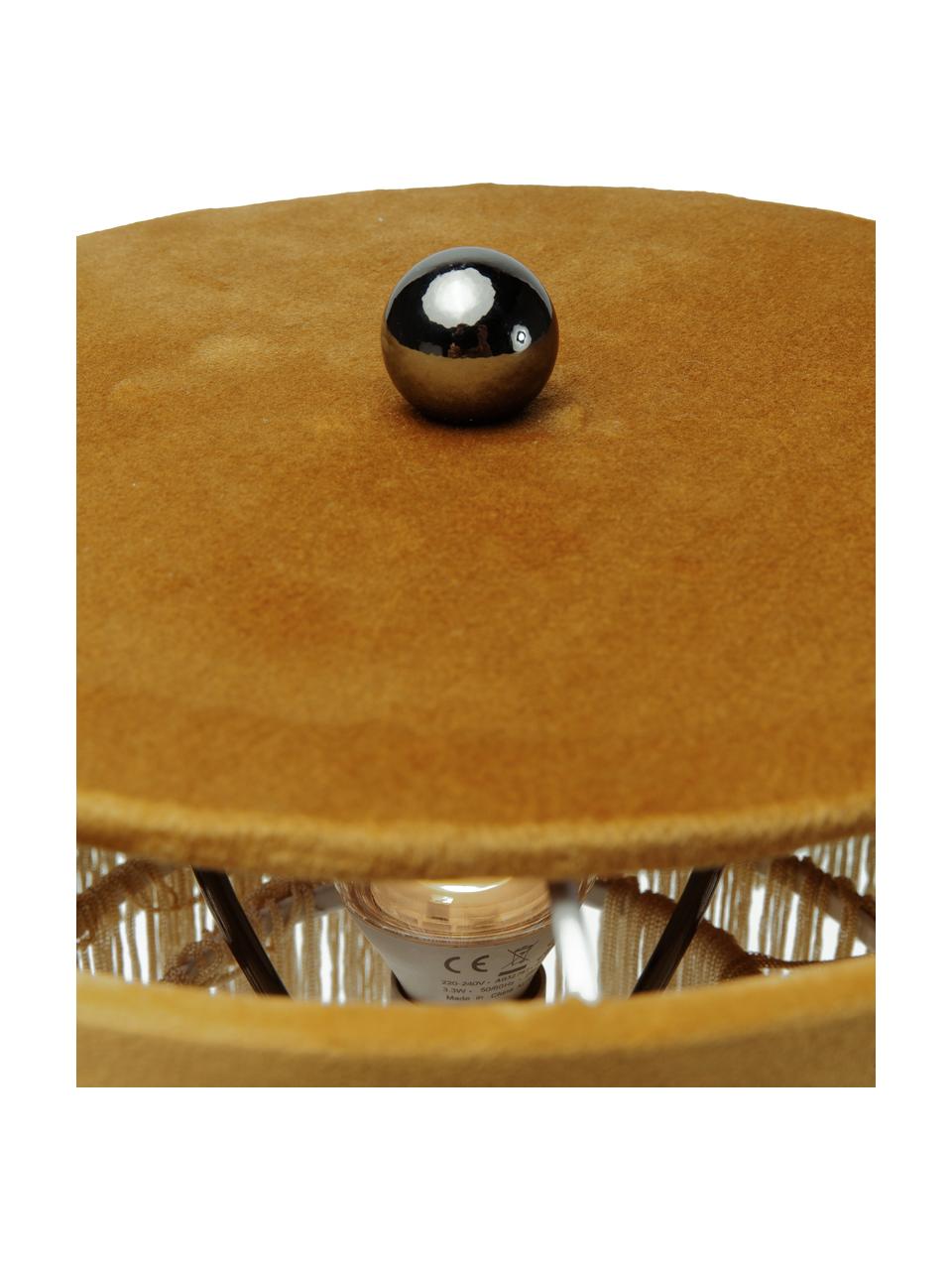 Lámpara de mesa de terciopelo Tassel, Flecos: poliéster, Cable: plástico, Amarillo, Ø 25 x Al 43 cm