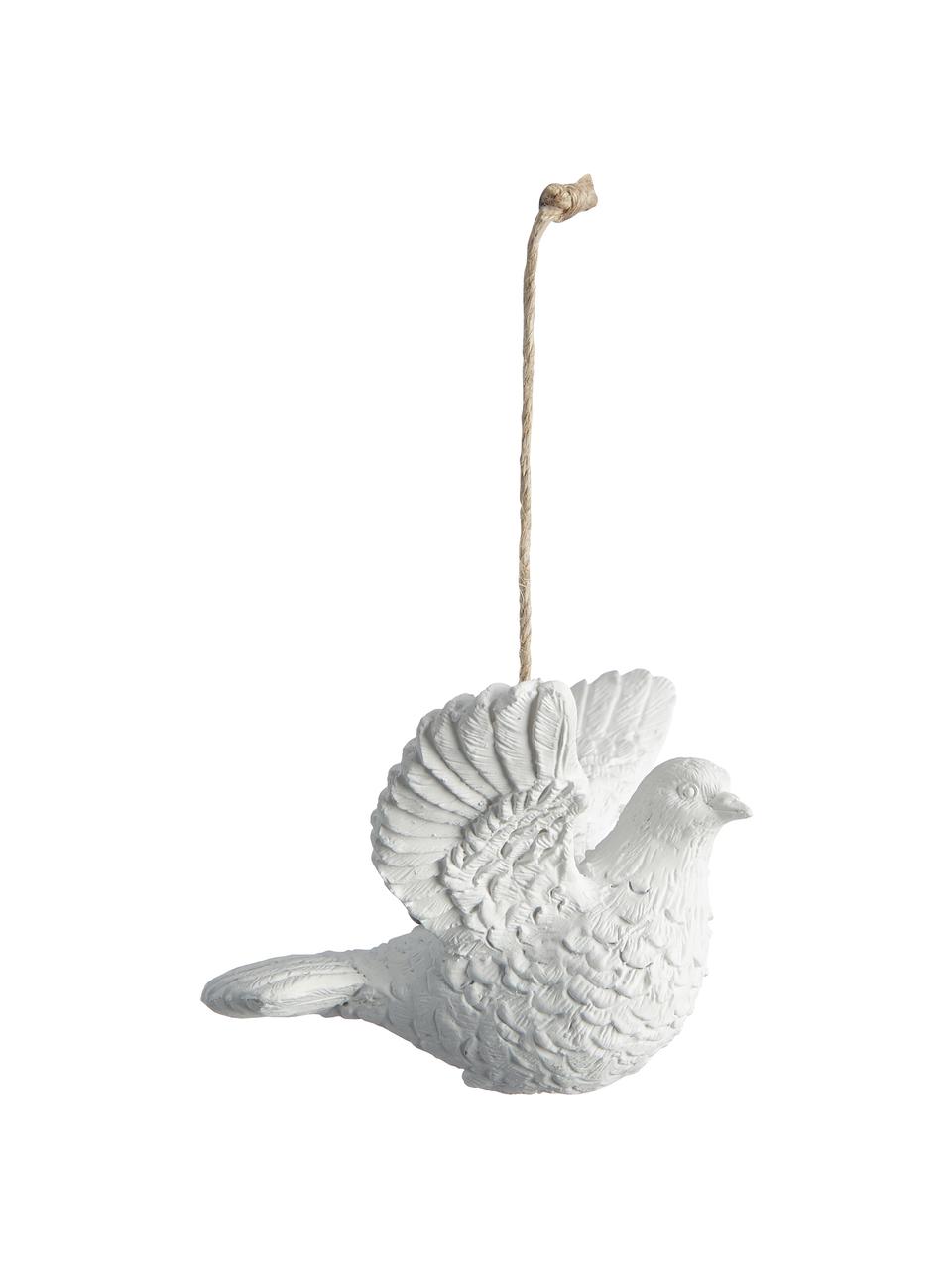 Breukvaste kerstboomhangers Dove, 2 stuks, Kunststof, Wit, B 9 cm x H 6 cm