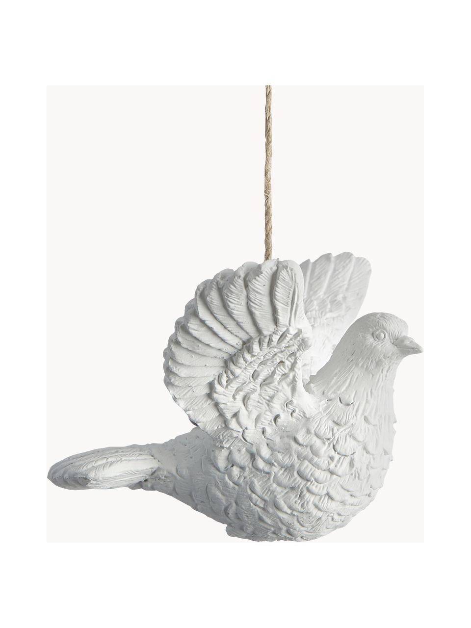 Breukvaste kerstboomhangers Dove, 2 stuks, Kunststof, Wit, B 9 cm x H 6 cm