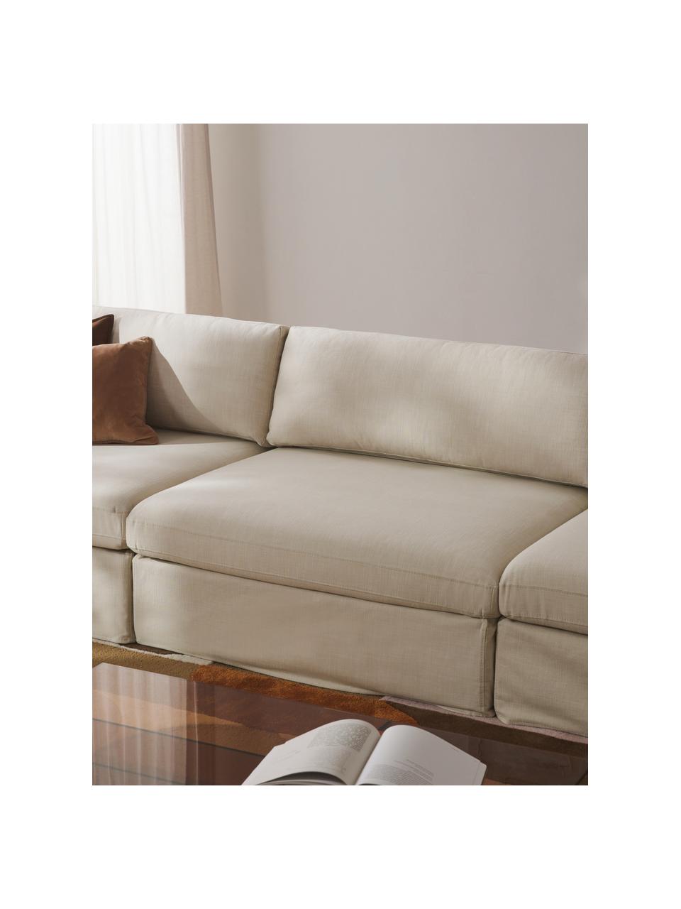 Módulo central sofá Russell, desenfundable, Tapizado: 100% algodón Alta resiste, Tapizado: relleno de espuma, Estructura: madera contrachapada de p, Patas: plástico, Tejido beige claro, An 103 x F 103 cm