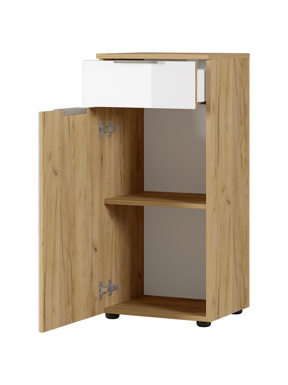 Bad-Midischrank Sydney mit Schublade, B 39 cm, Griffe: Metall, beschichtet, Füße: Kunststoff, Holz, Weiß, B 39 x H 85 cm