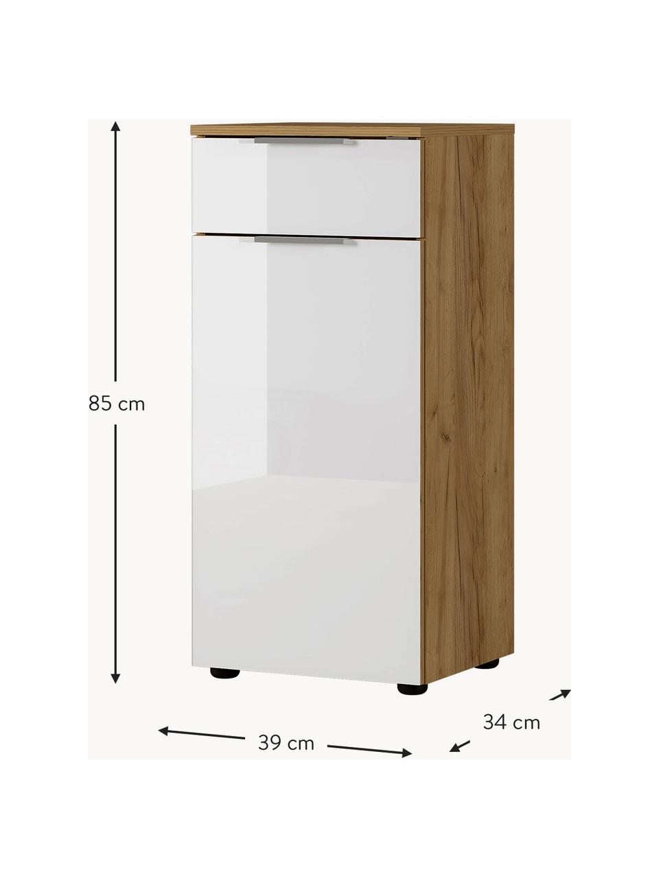 Bad-Midischrank Sydney mit Schublade, B 39 cm, Griffe: Metall, beschichtet, Füße: Kunststoff, Holz, Weiß, B 39 x H 85 cm