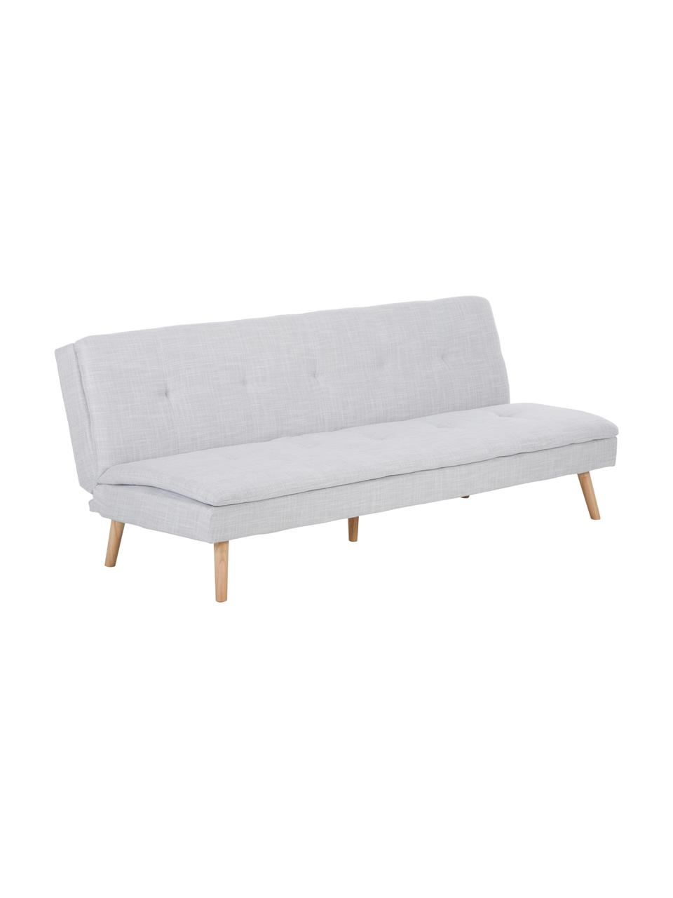 Sofa rozkładana Amelie (3-osobowa), Tapicerka: poliester Dzięki tkaninie, Nogi: drewno kauczukowe, Jasnoszara tkanina, S 200 x W 79 cm