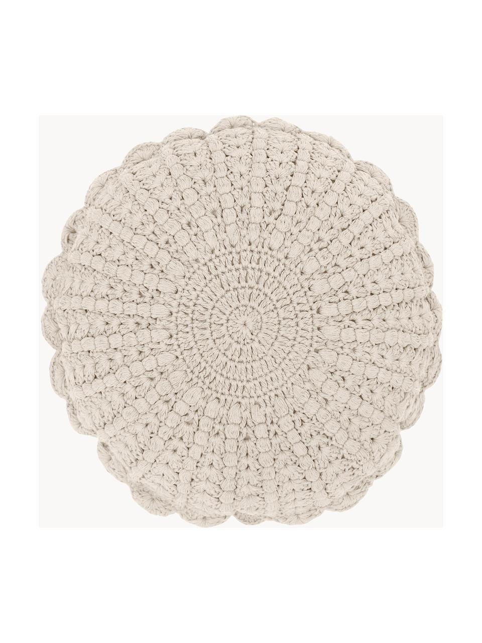 Coussin crocheté rond Brielle, Beige, Ø 40 cm