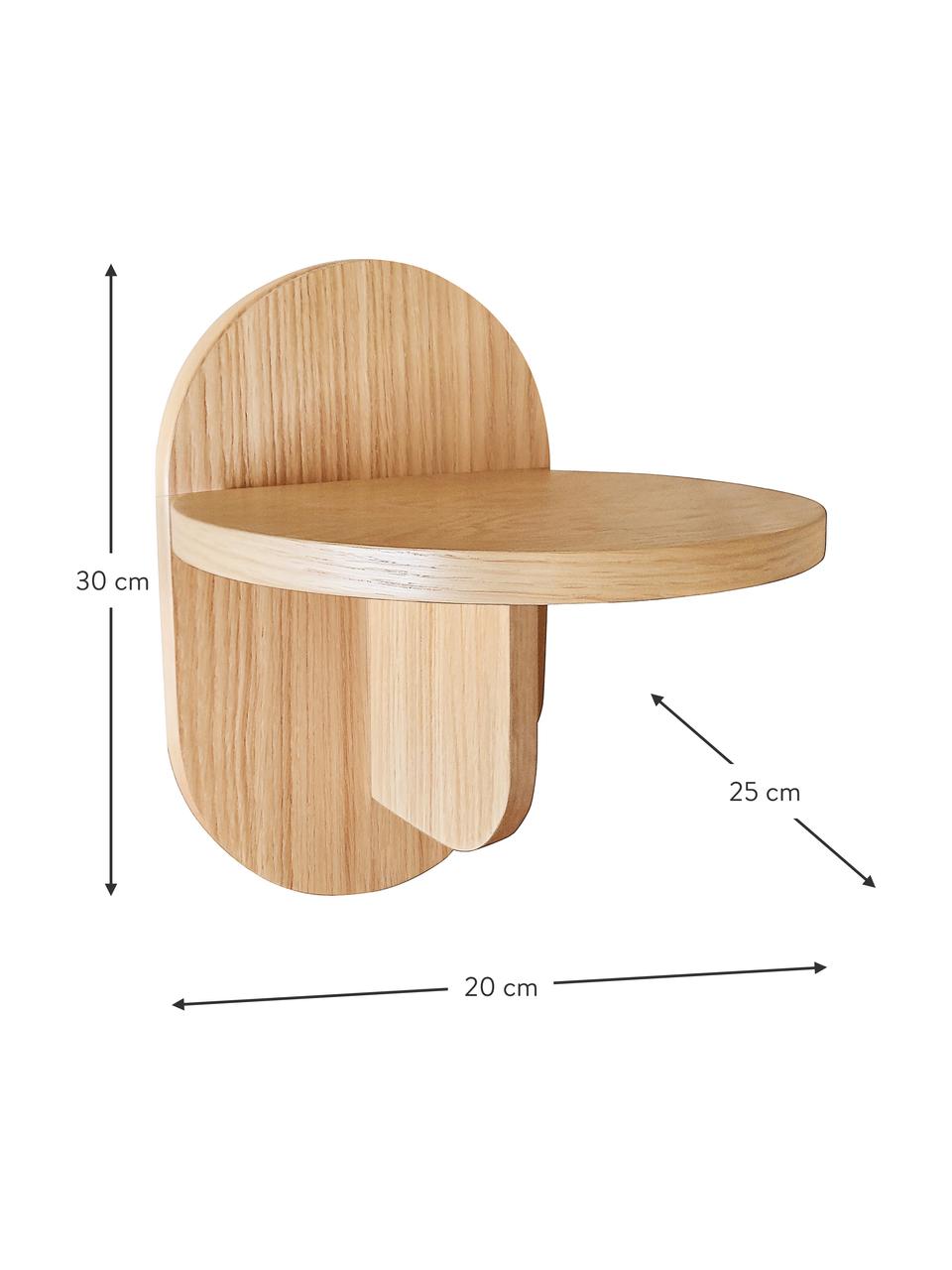 Étagère murale Oak, MDF (panneau en fibres de bois à densité moyenne) avec placage en bois de chêne, certifié FSC (Forest Stewardship Council), Bois, larg. 20 x haut. 50 cm