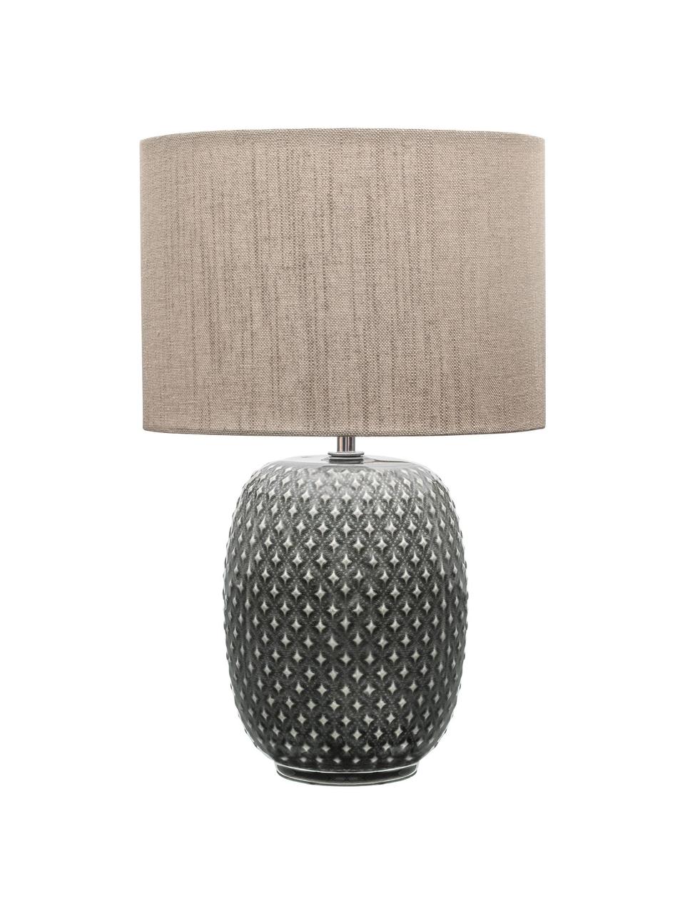 Lámpara de noche de cerámica Pretty Classy, Pantalla: tela, Cable: cubierto en tela, Gris, beige, Ø 25 x Al 40 cm