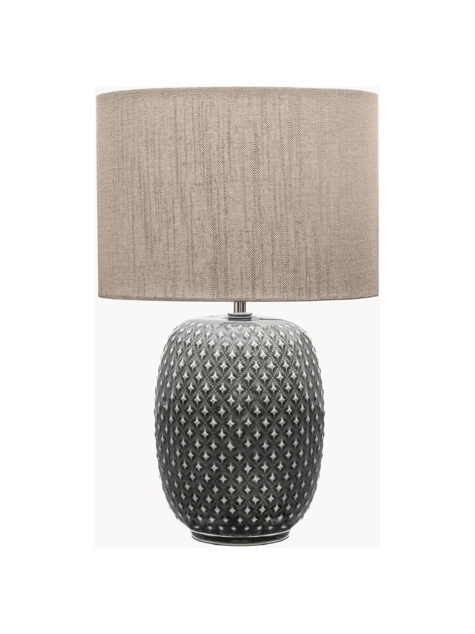 Lámpara de noche de cerámica Pretty Classy, Pantalla: tela, Cable: cubierto en tela, Beige, gris, Ø 25 x Al 40 cm