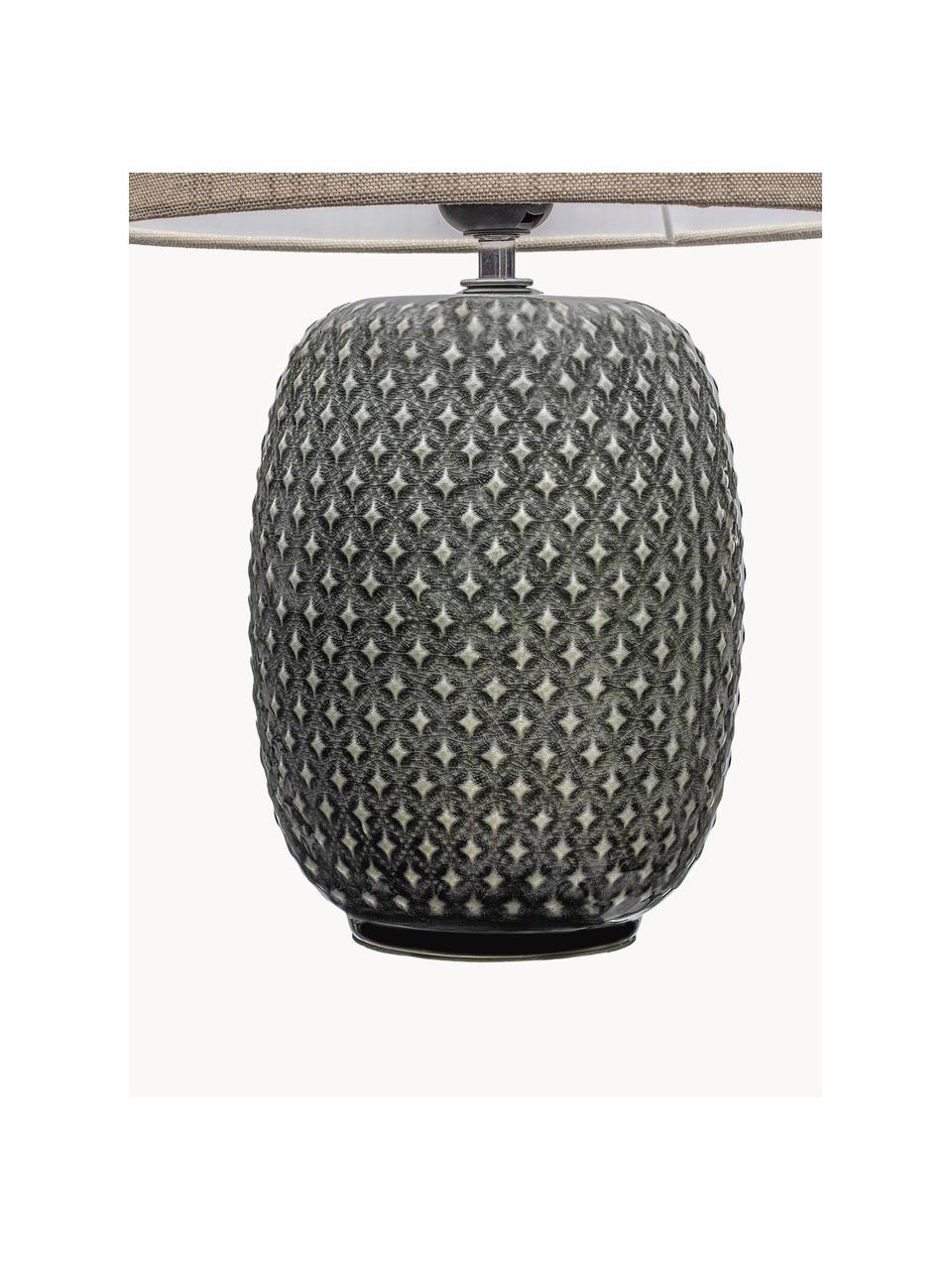 Keramik-Tischlampe Pretty Classy, Lampenschirm: Stoff, Beige, Grau, Ø 25 x H 40 cm