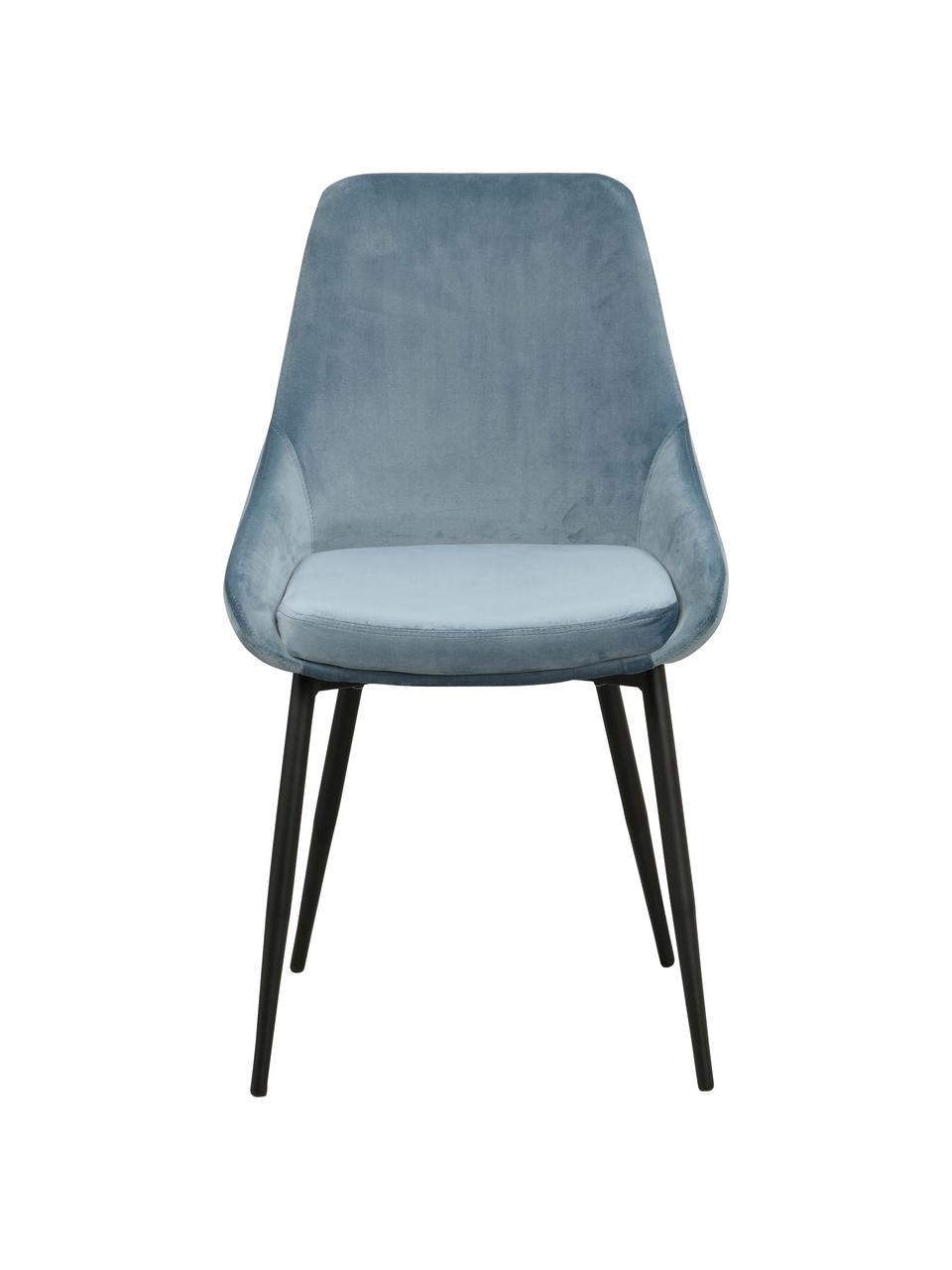 Fluwelen stoelen Sierra, 2 stuks, Bekleding: polyester fluweel, Poten: gelakt metaal, Fluweel blauw, B 49 x D 55 cm