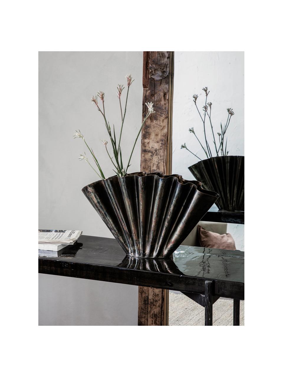 Vase Flood, Métal, enduit, Brun foncé, gris foncé, larg. 53 x haut. 30 cm
