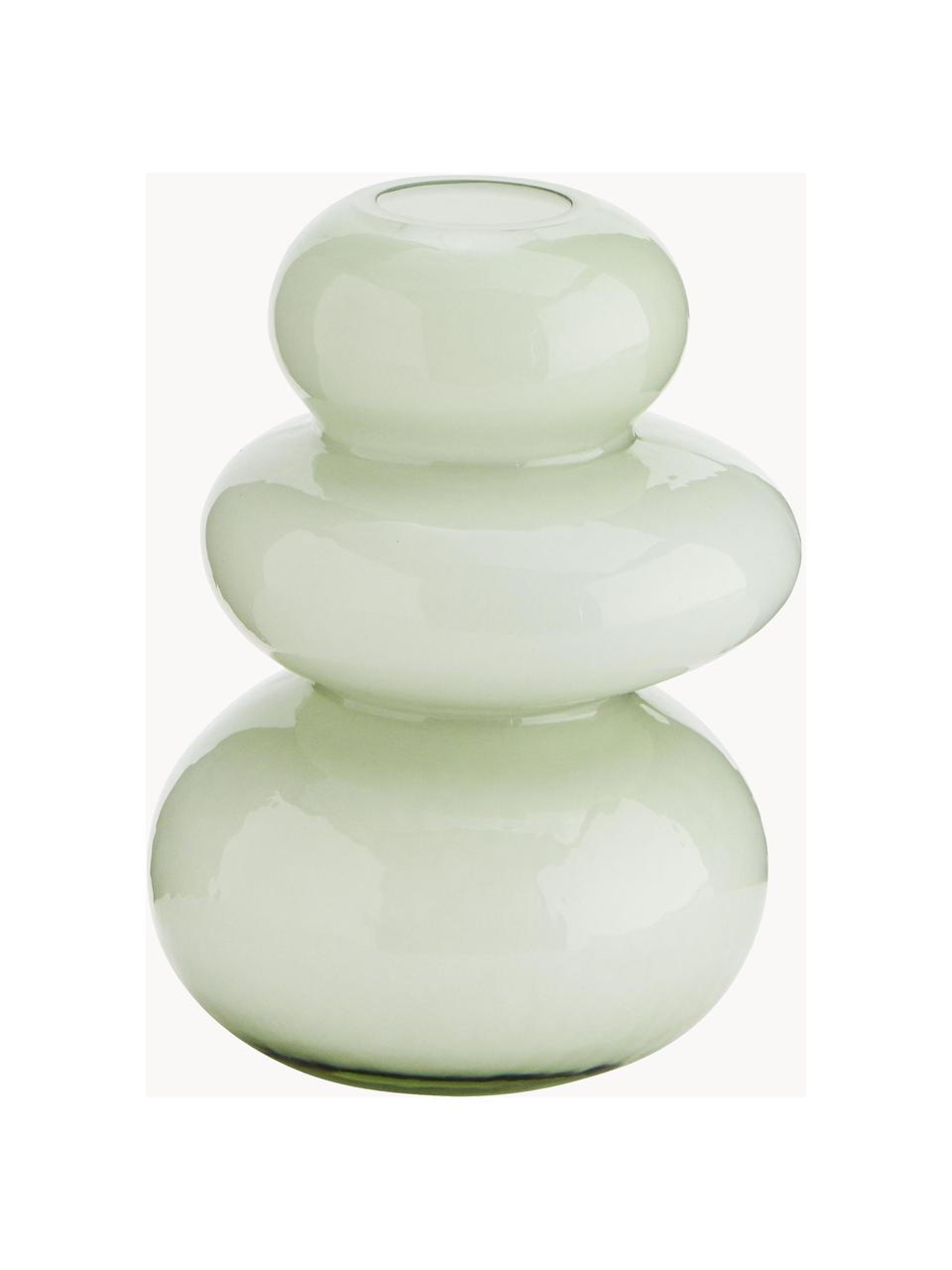 Kleine Glas-Vase Stone, Glas, Salbeigrün, Ø 11 x H 15 cm