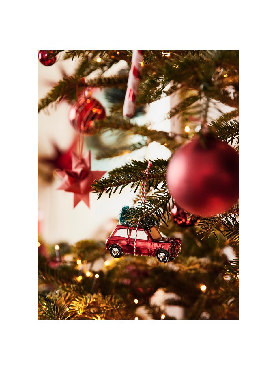 Adorno navideño Car, 2 uds., Rojo, verde, blanco, Ancho 7 x Alto 4 cm