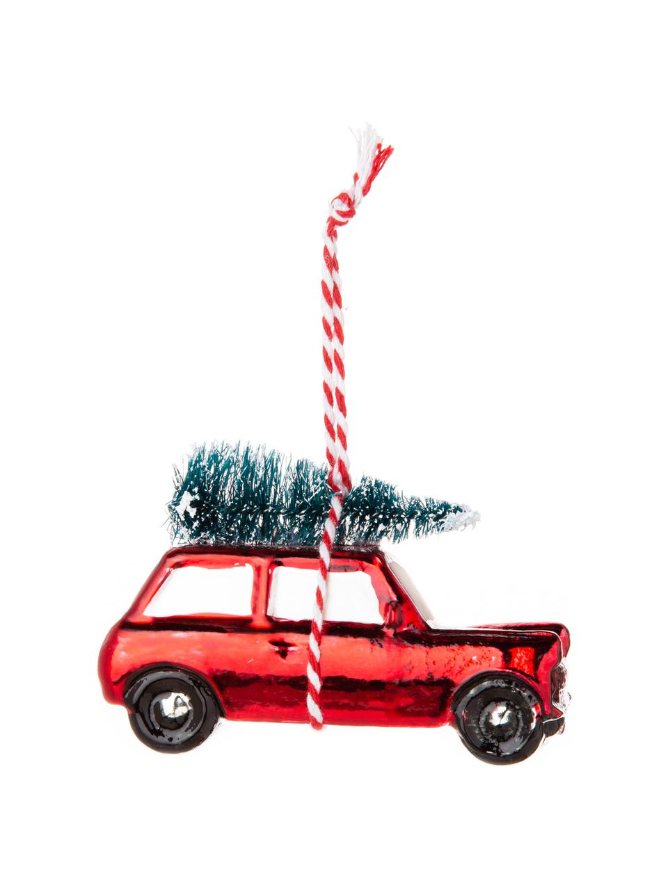 Adorno navideño Car, 2 uds., Rojo, verde, blanco, Ancho 7 x Alto 4 cm