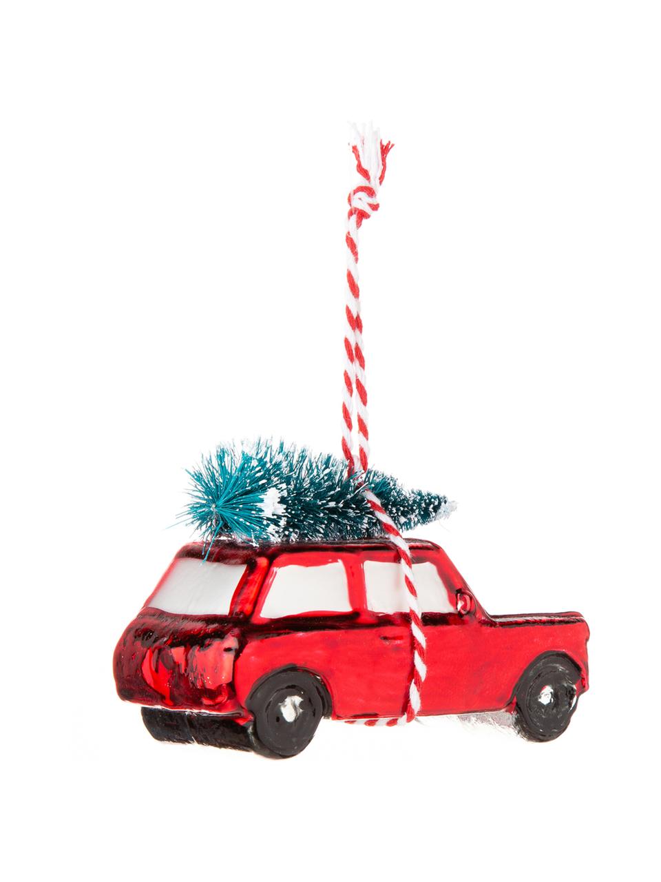 Adorno navideño Car, 2 uds., Rojo, verde, blanco, Ancho 7 x Alto 4 cm