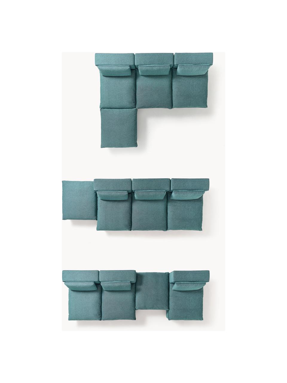 Canapé d'angle modulable XL avec pouf Felix, Tissu vert turquoise, larg. 300 x prof. 250 cm