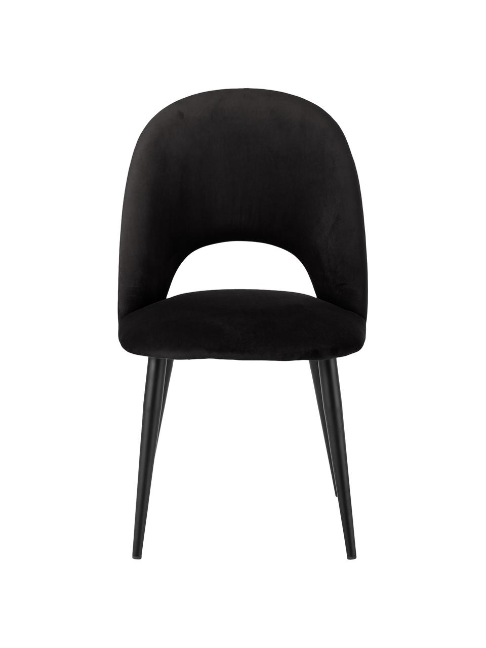 Fluwelen stoel Rachel, Bekleding: fluweel (polyester), Poten: gepoedercoat metaal, Fluweel zwart, B 53  x D 57 cm