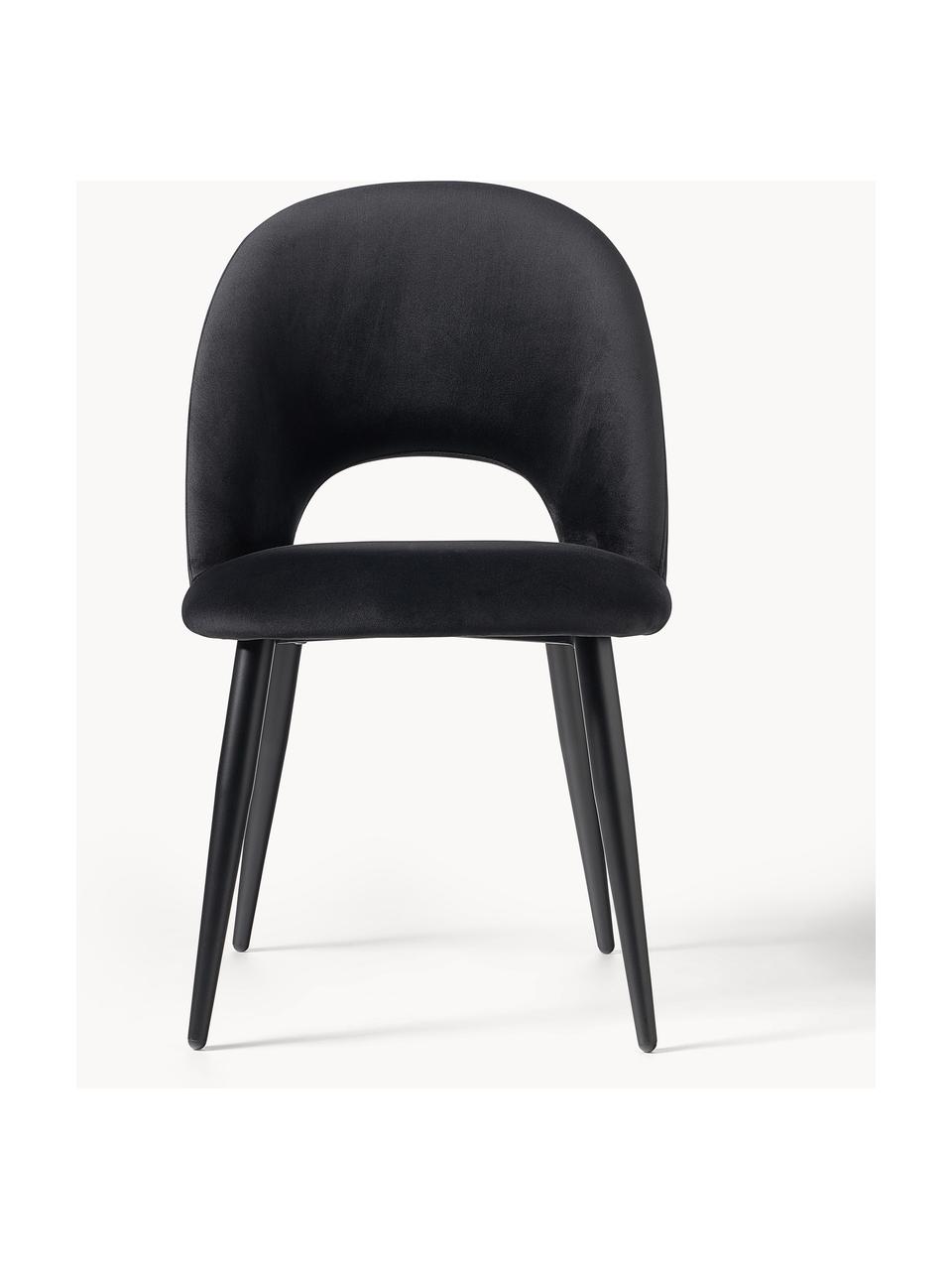 Fluwelen stoel Rachel, Bekleding: fluweel (100 % polyester), Poten: gepoedercoat metaal, Fluweel zwart, B 53  x D 57 cm