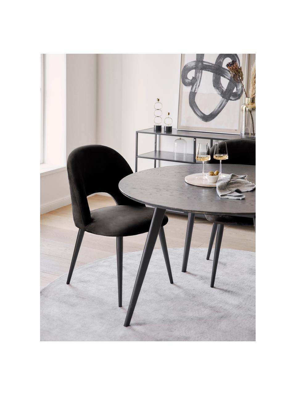 Samt-Polsterstuhl Rachel, Bezug: Samt (100 % Polyester) De, Beine: Metall, pulverbeschichtet, Samt Schwarz, B 53 x T 57 cm