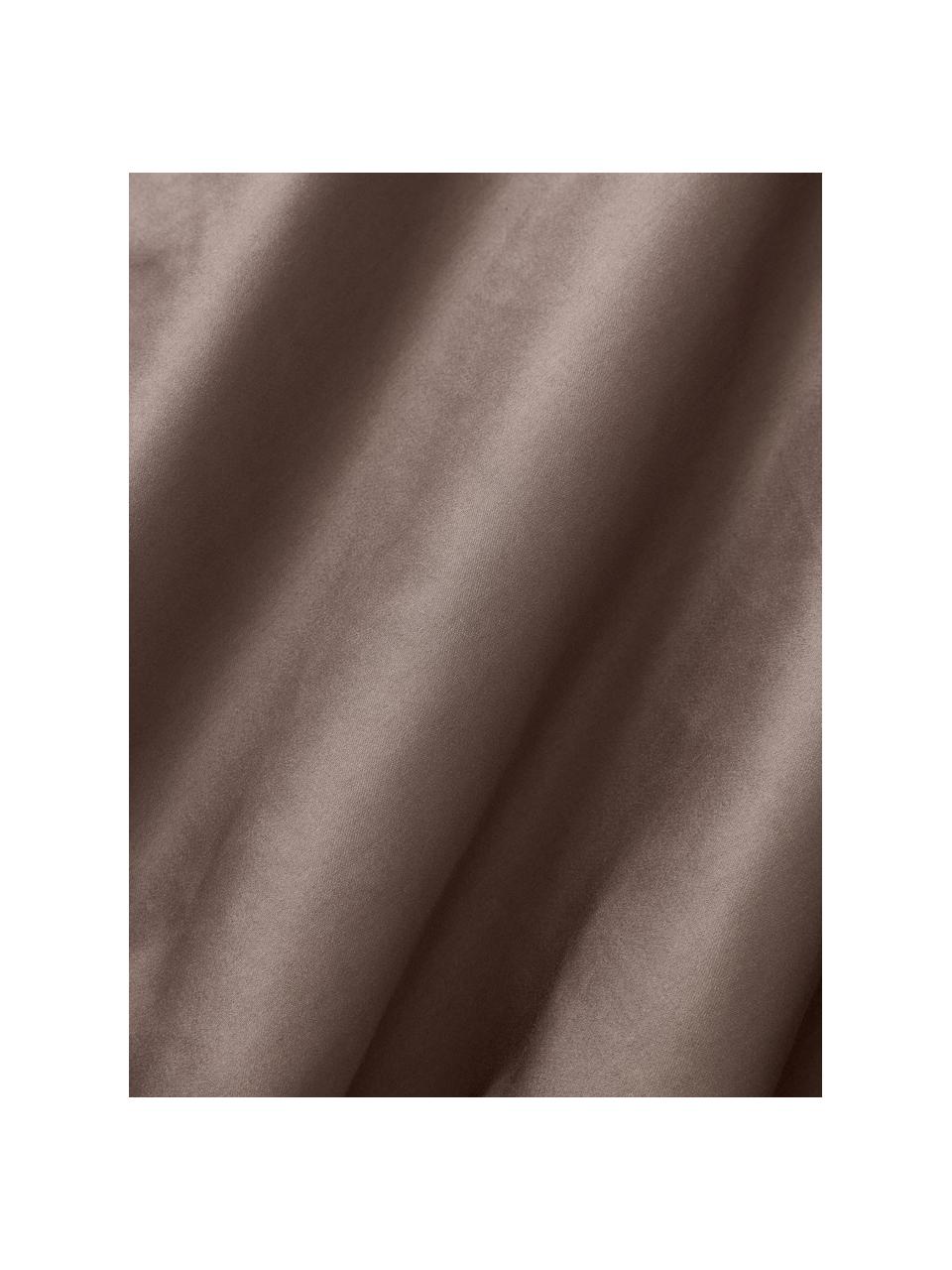 Drap-housse en satin de coton pour sommier tapissier Comfort, Brun foncé, larg. 90 x long. 200 cm, haut. 35 cm