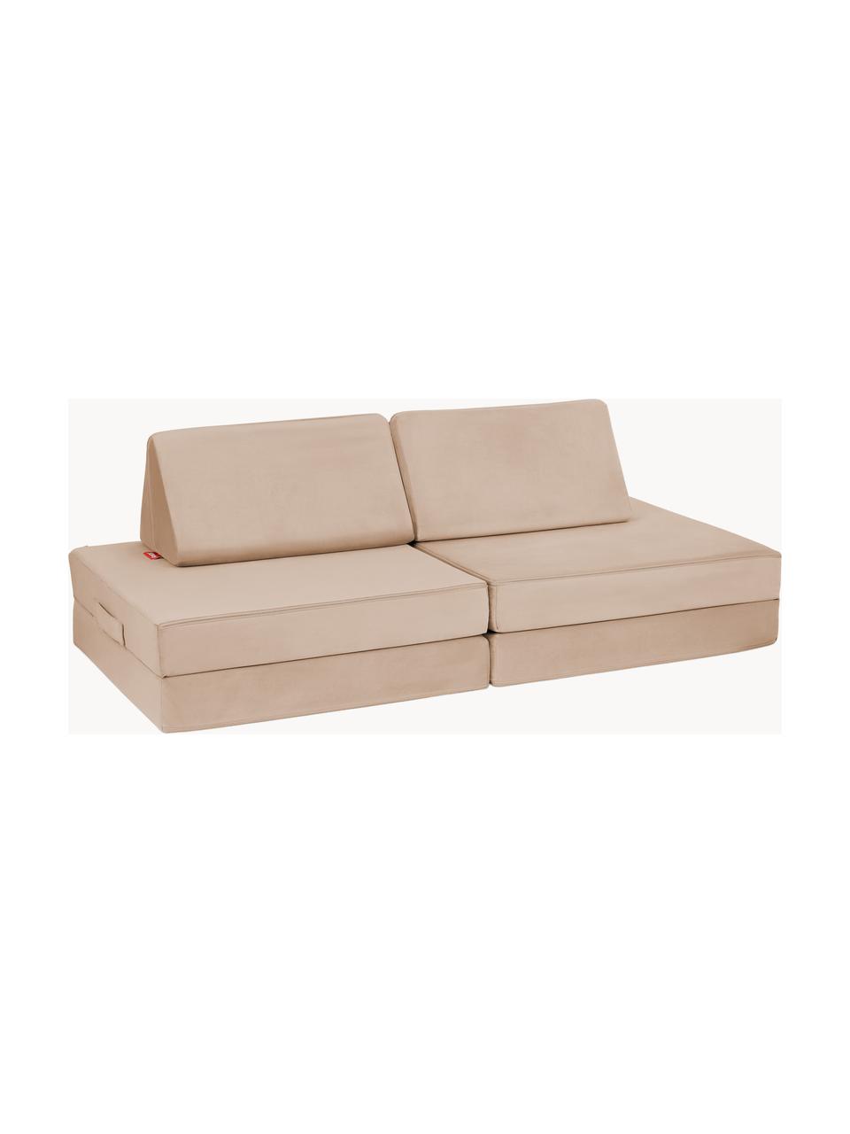 Modulares Kinder-Spielsofa Mila aus Samt, handgefertigt, Bezug: Samt (100 % Polyester) De, Samt Beige, B 130 x T 65 cm